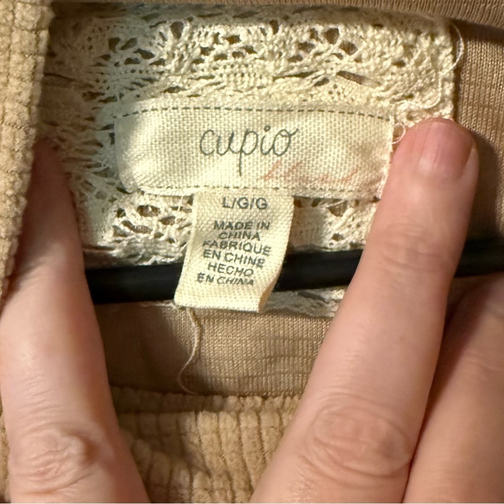 Cupio Tan Knit Cowl Neck Sweater Relaxed Fit - Picture 3 of 4